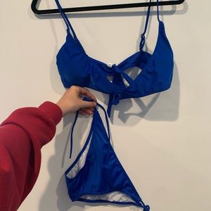 Blue strappy bikini